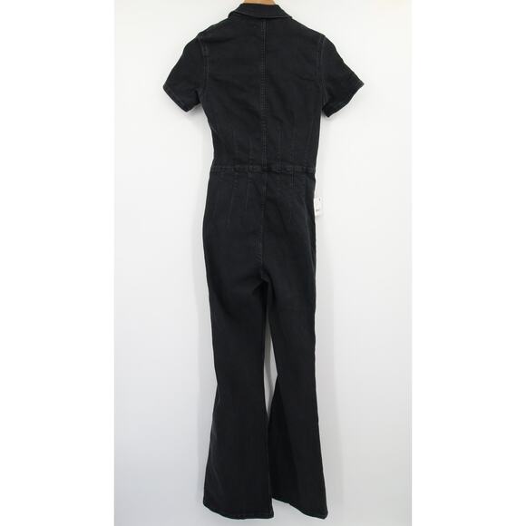 Free People We The Free Jayde Flare Jumpsuit Black Mamba NWT Denim Size S - Picture 11 of 11